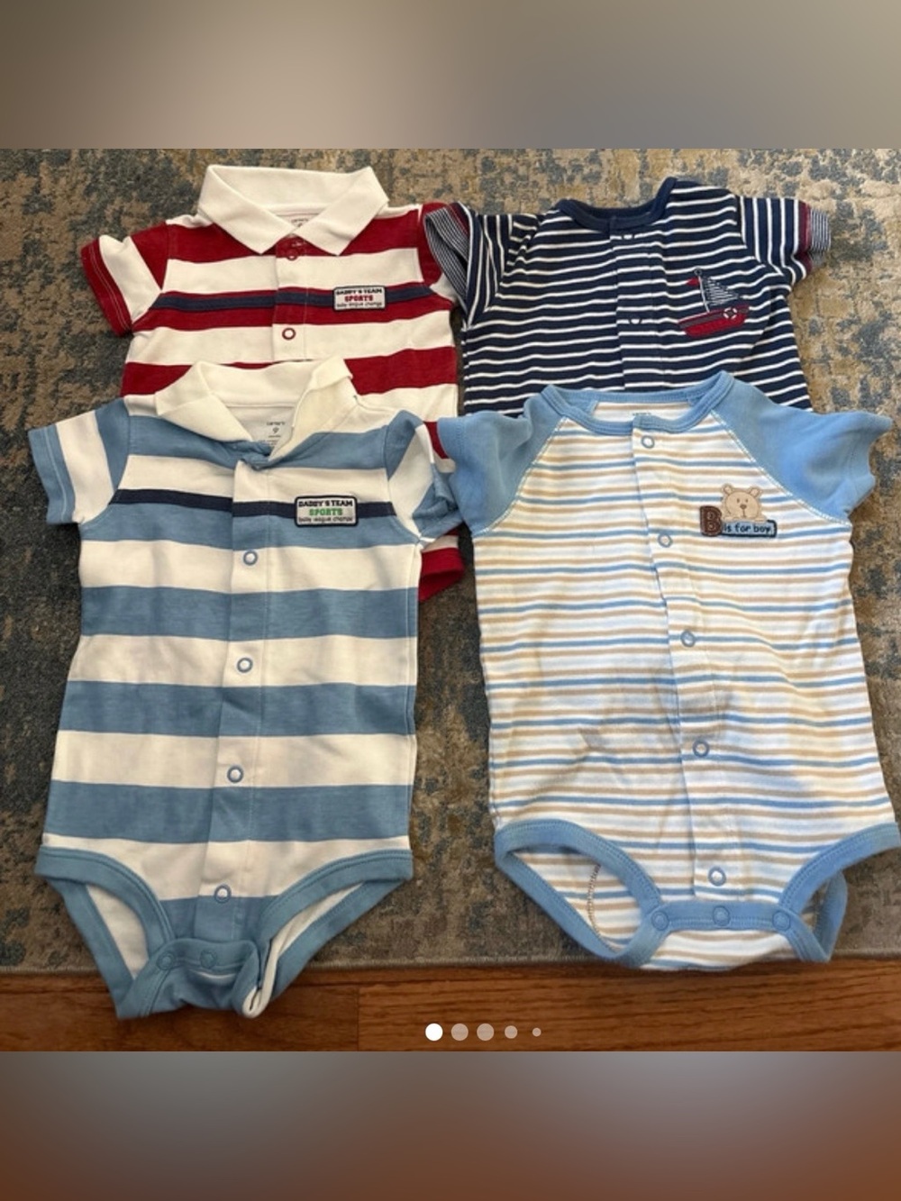 Carter’s Baby Boys' Striped One-Piece Rompers - Blue, Light Blue, Red